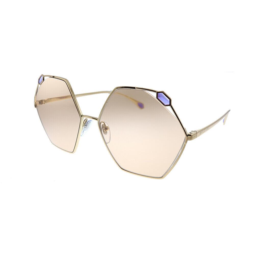 Bvlgari BV 6160 2014/3 Pink Gold Metal Geometric Sunglasses Brown Lens