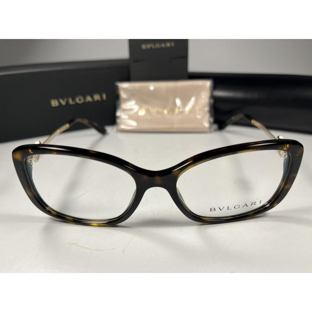 Bvlgari 4107-B Eyeglasses 504 Havana Gold W/pearl Frames 52/16/135