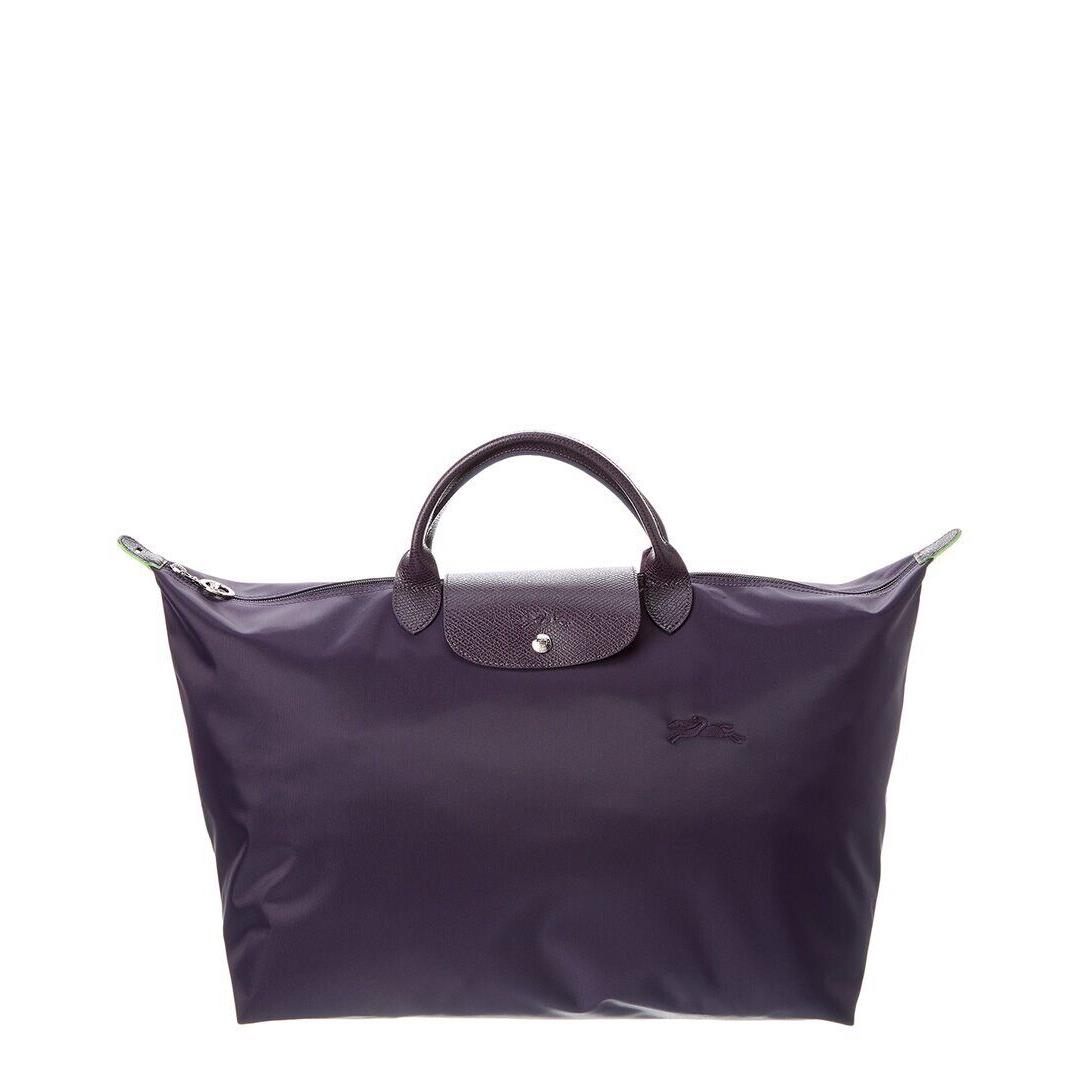 Longchamp Le Pliage Green Small Canvas Leather Travel Bag Women`s Purple - Exterior: Purple