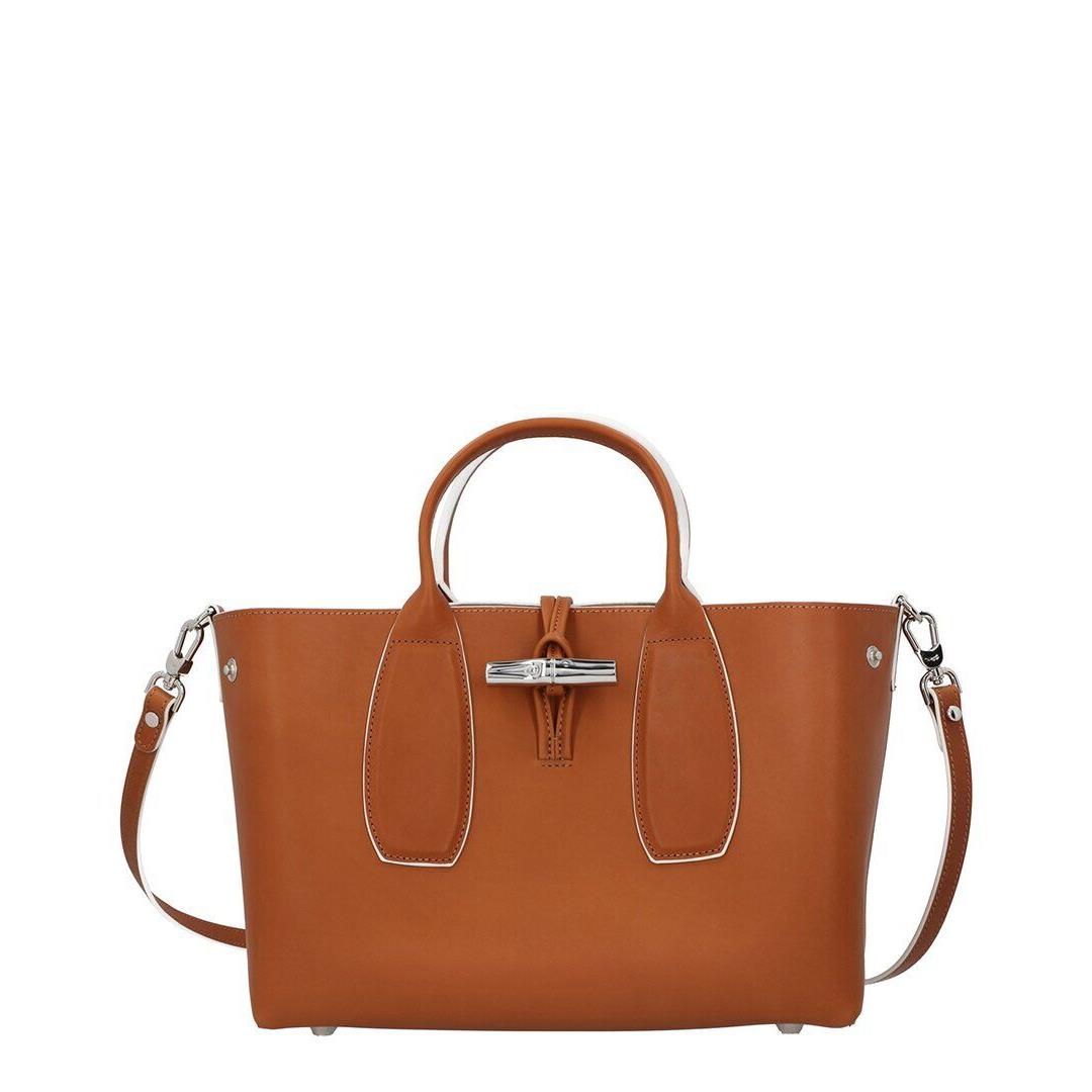 Longchamp Le Roseau Medium Leather Handbag Women`s Brown