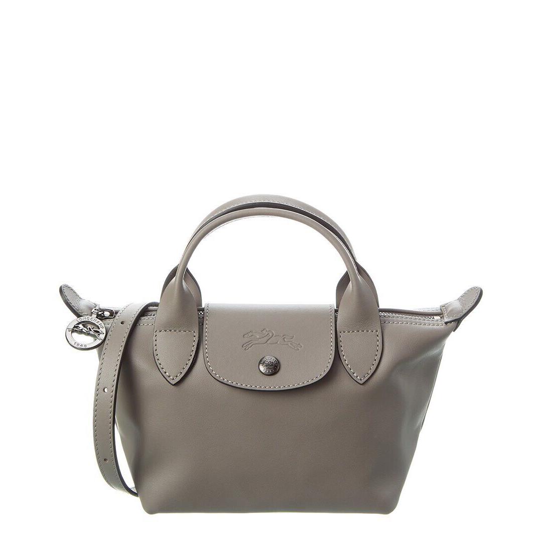 Longchamp Le Pliage Xtra Xs Leather Handbag Women`s Gray Os - Exterior: Gray