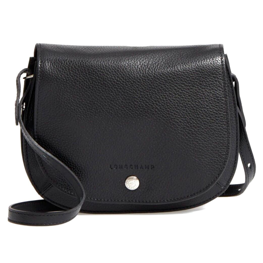 Longchamp Le Foulonne S Women`s Leather Crossbody Shoulder Bag Purse Black