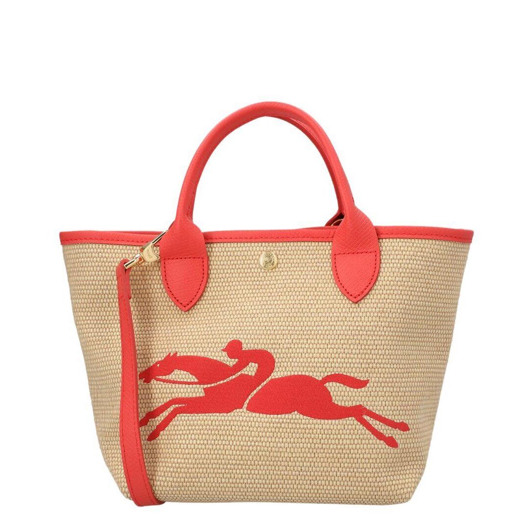 Longchamp Le Panier Pliage Small Raffia Tote Women`s Red