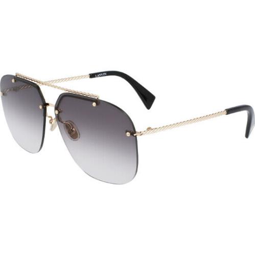 Lanvin Women`s Rimless Navigator Sunglasses - LNV108S - Made in Italy Gold-Tone/Grey Grad (714)