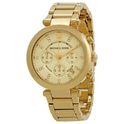 Michael Kors Parker Gold Tone S/steel+chronograph Dial+crystal Date WATCH-MK5701