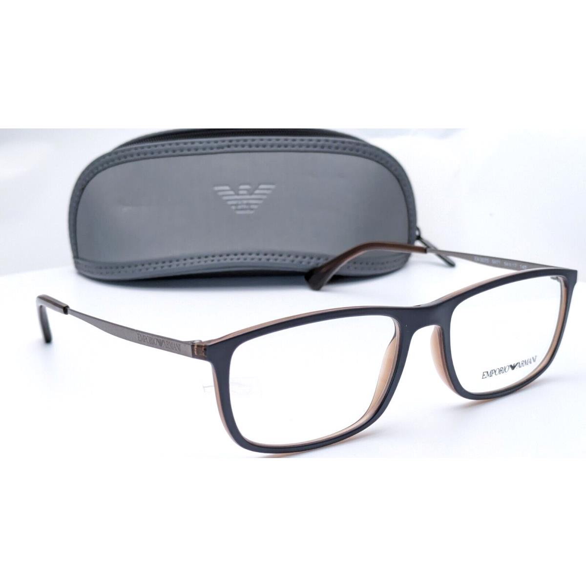 Emporio Armani EA3070 5471 Matte Blue and Brown Rectangle Mens Eyeglasses 54mm