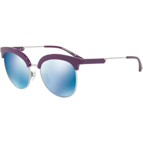 Emporio Armani EA4102 Sunglasses Violet Silver W/blue Mirror Lens 561055 EA 4102