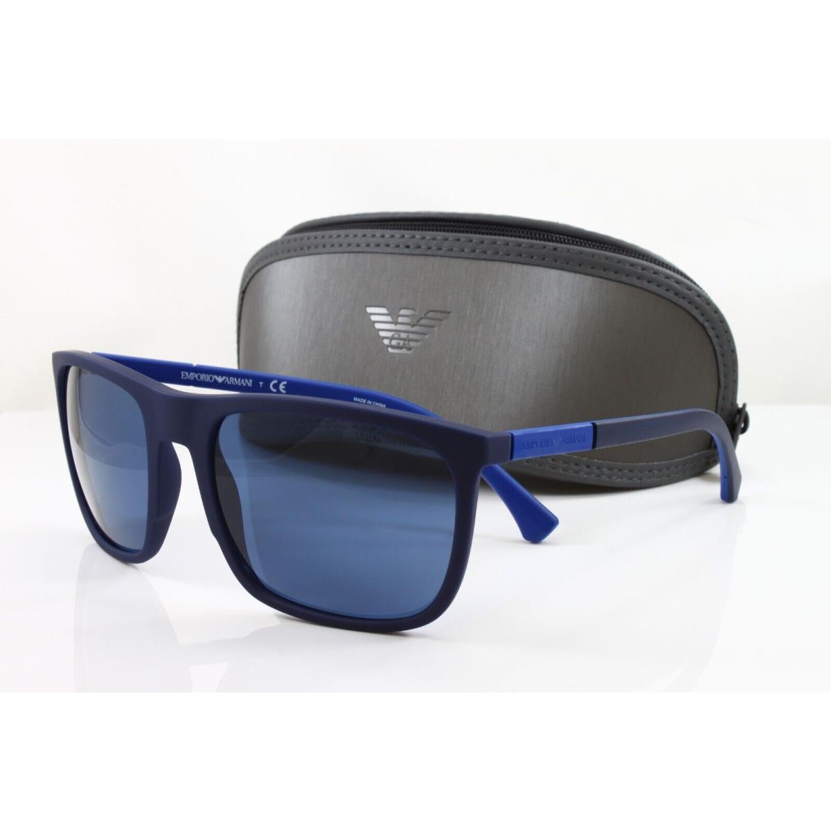 Emporio Armani Sunglasses Men`s Square EA4133 575480 Blue Rubber 59mm