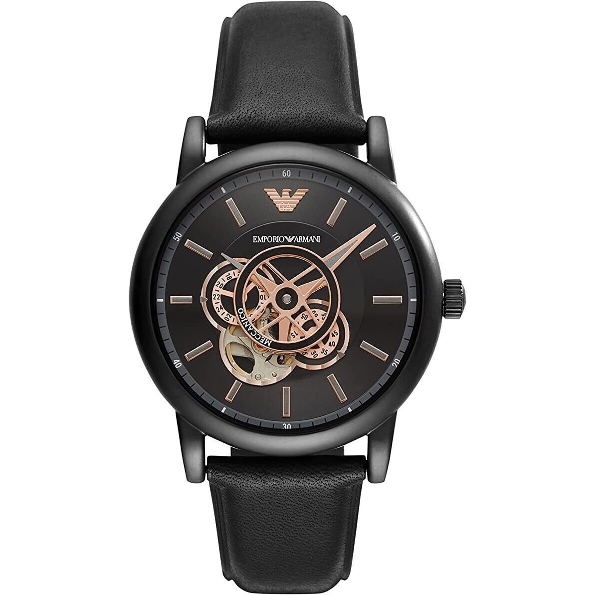 Emporio Armani Emporio Armani Men`s Automatic Black Leather Watch AR60012