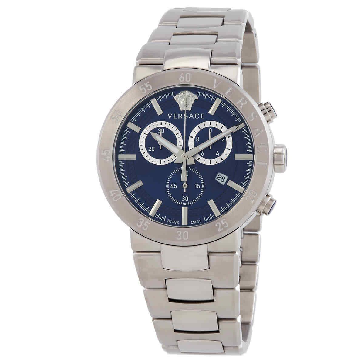 Versace Urban Mystique Chronograph Quartz Blue Dial Men`s Watch VEPY00420