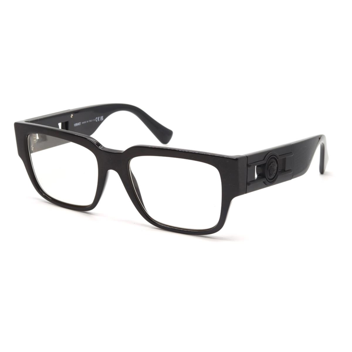 Versace Eyeglasses Mod. 3350 5360 53-18 140 Black Frames W/matte Black Logos - Shiny Black, Frame: Black, Lens: Demos with Logo Imrint