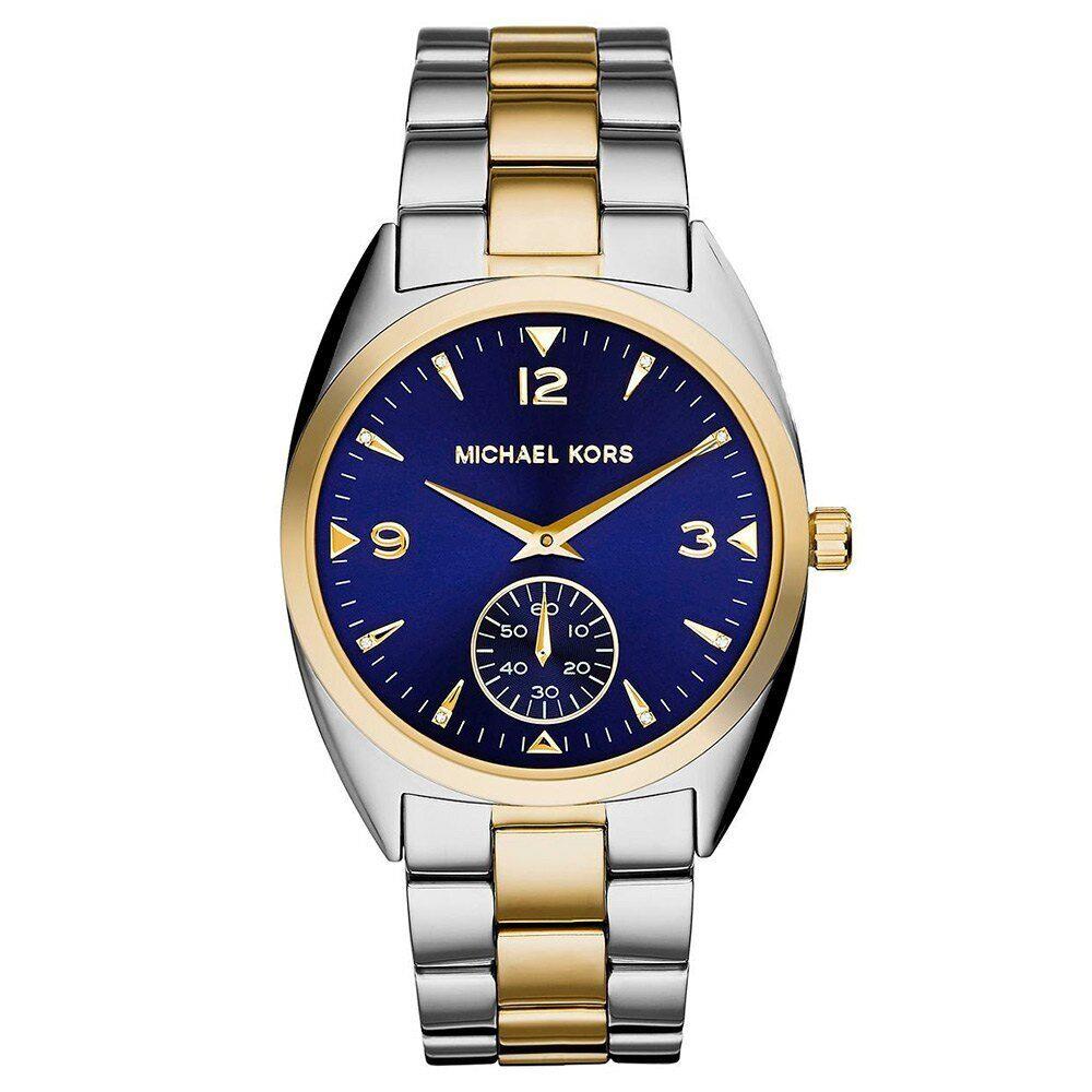 Michael Kors MK3343 Women Blue Dial Silver Gold Stainless Steel Watch