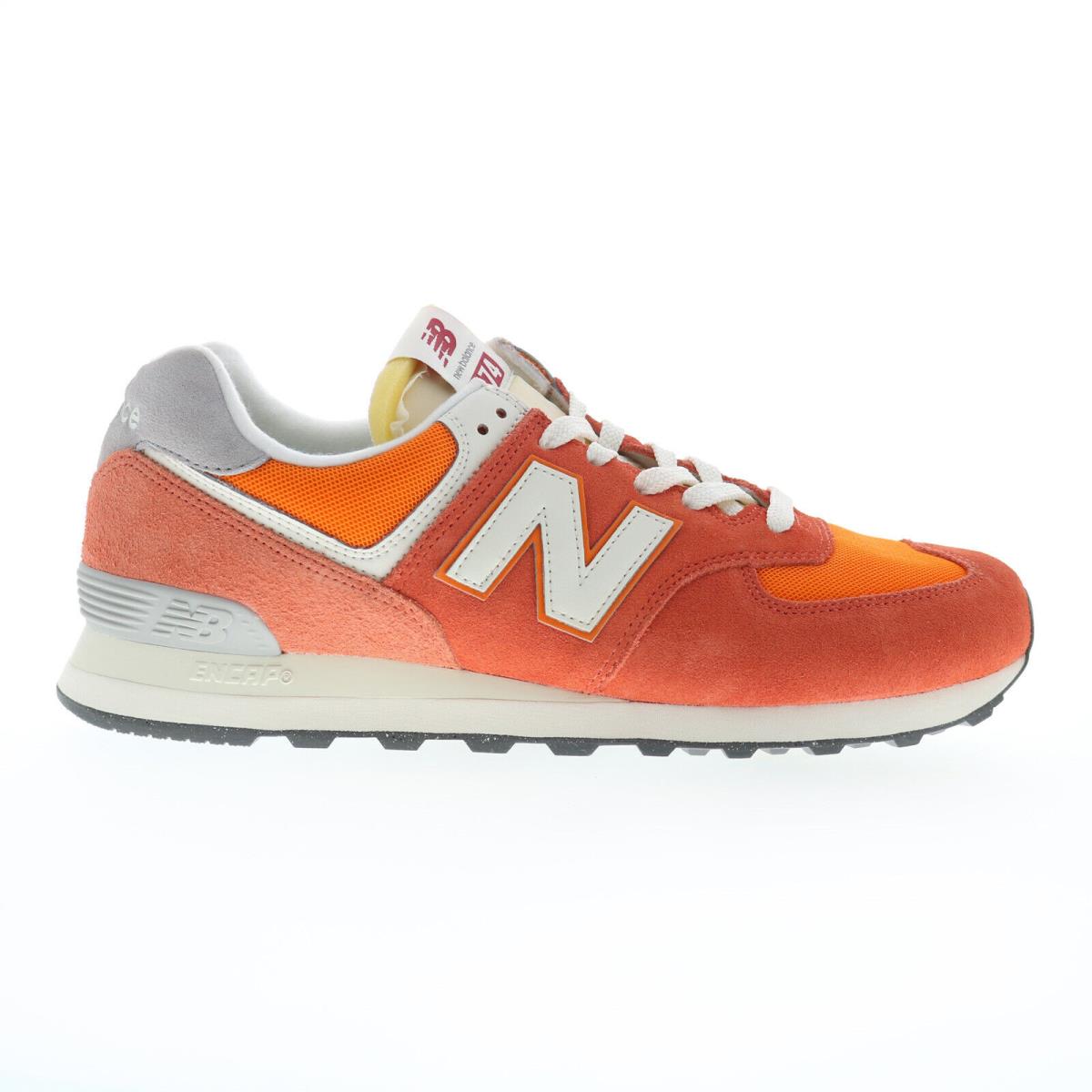 New Balance 574 U574RCB Mens Orange Suede Lace Up Lifestyle Sneakers Shoes