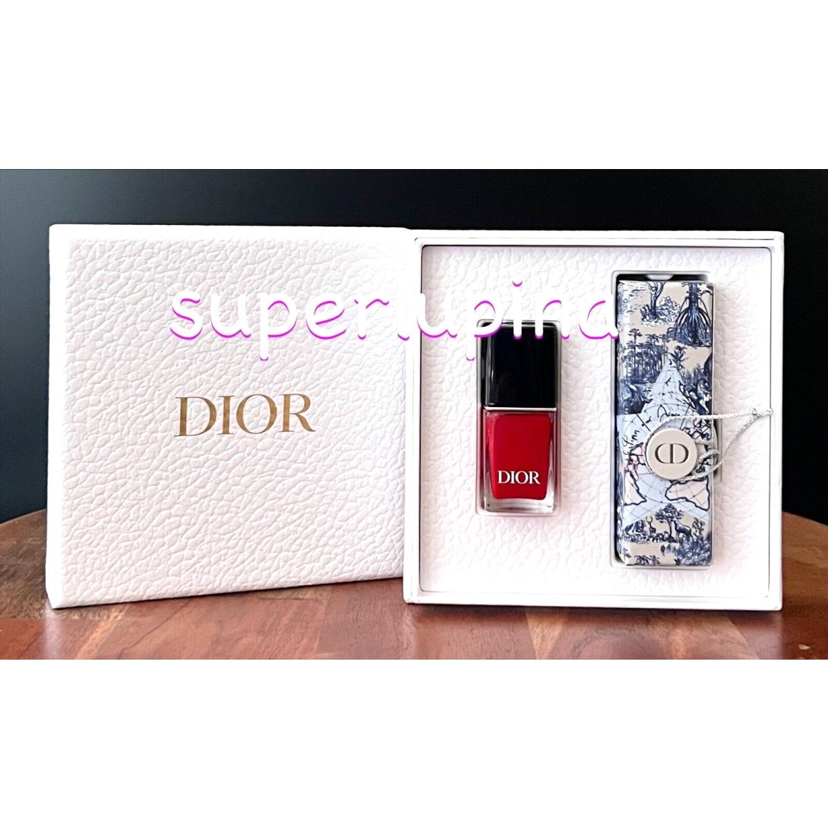 Dior Lipstick Mini Nail Polish Shade 999 Around The World 2pc Gift Set