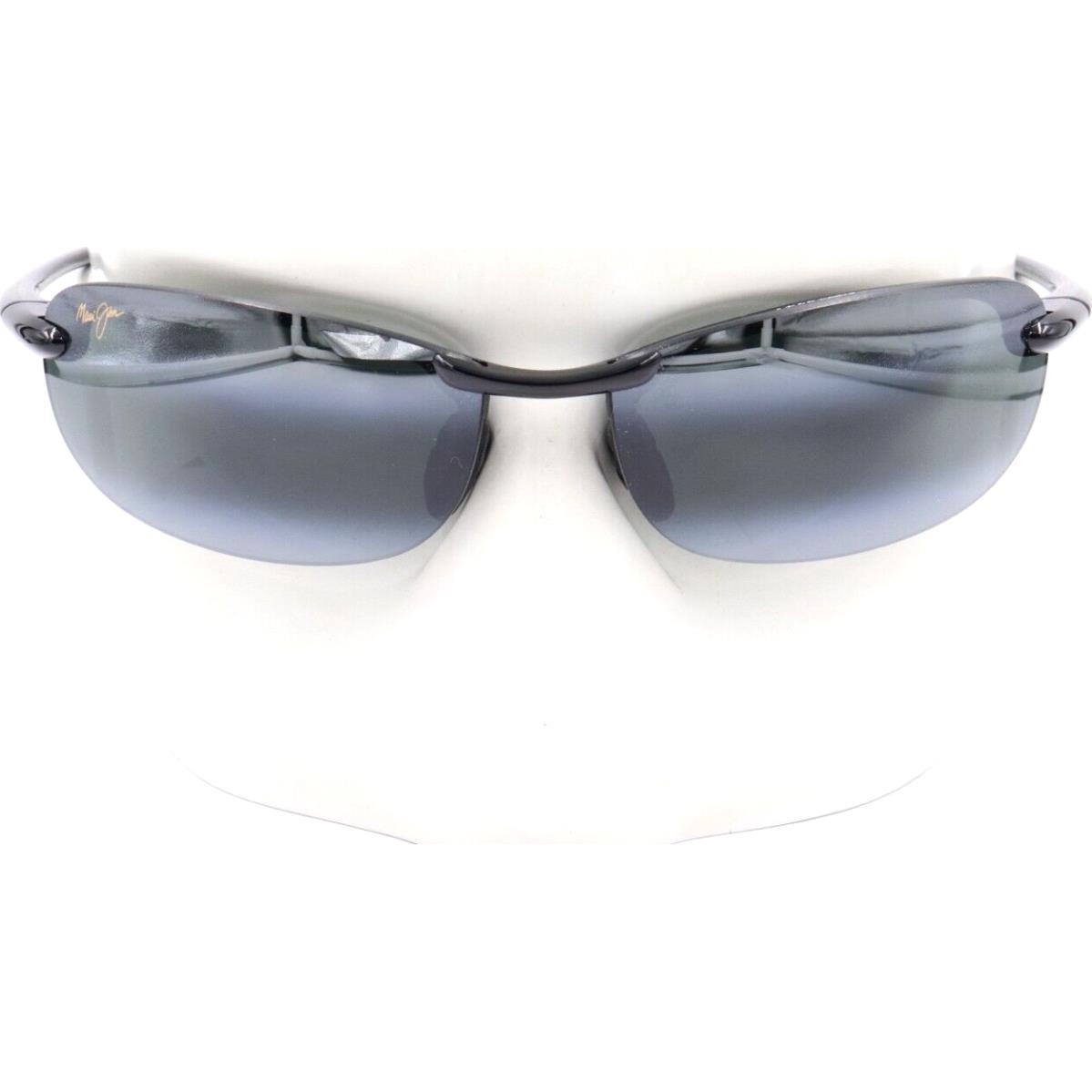 Maui Jim Makaha Gray Polarized Gloss Black Rimless Sunglasses 405-02