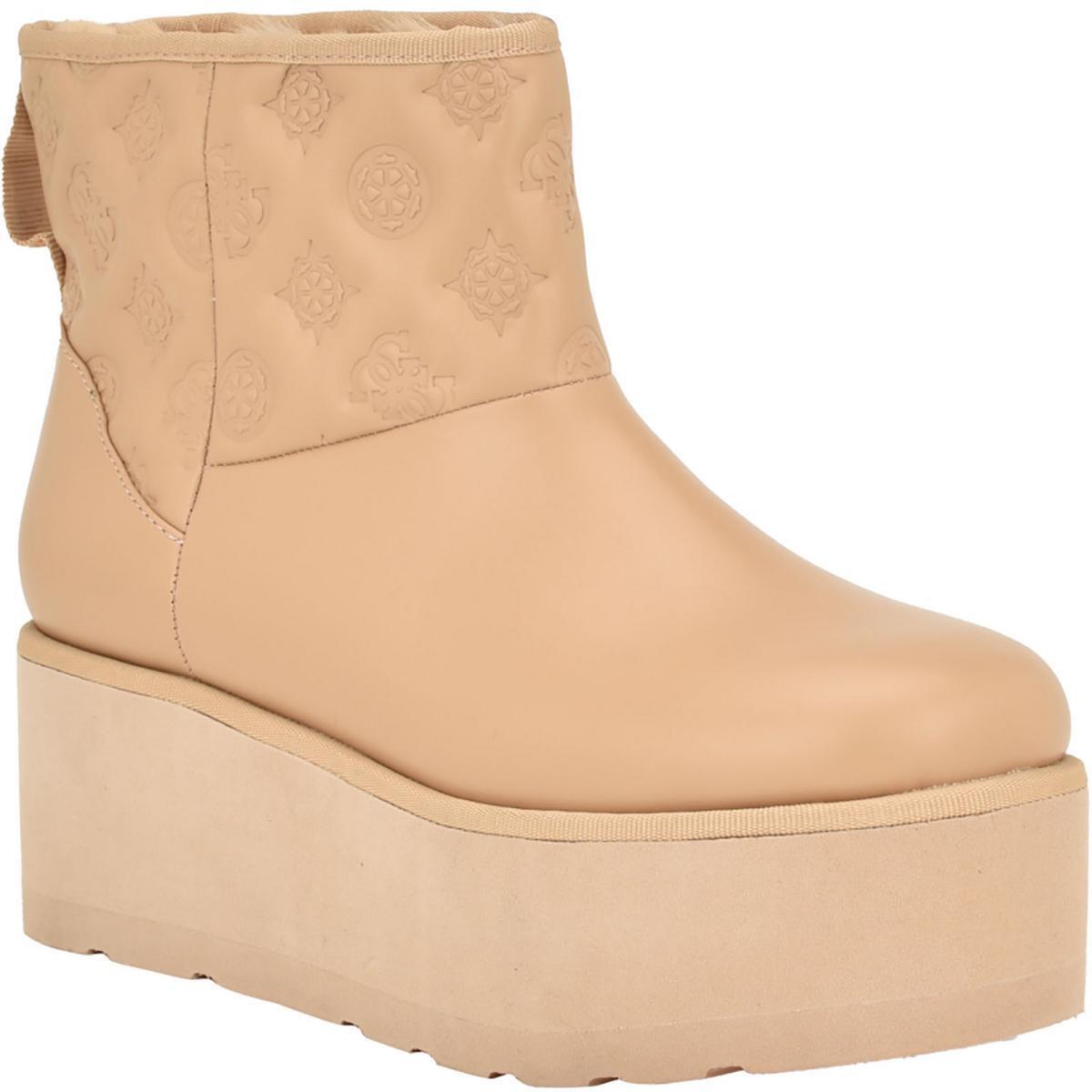 Guess Womens Jilla 2 Leather Pull On Winter Snow Boots Shoes Bhfo 5641 - Medium Natural