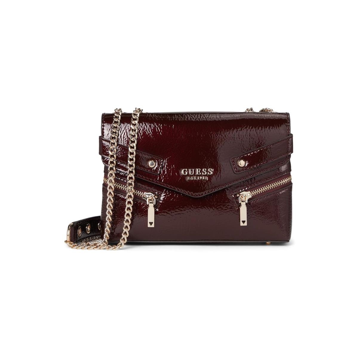 Woman`s Handbags Guess Trissa Convertible Crossbody Flap Burgundy