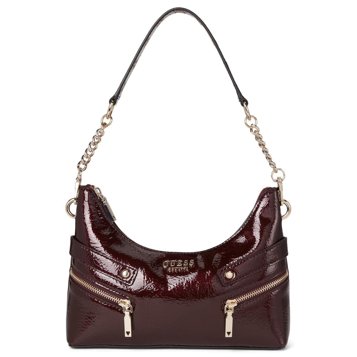 Woman`s Handbags Guess Trissa Top Zip Shoulder Bag Burgundy