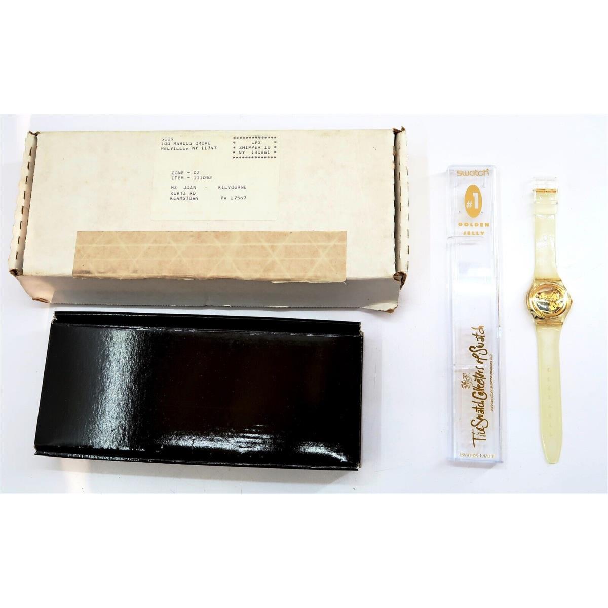 Swatch Watch 1 Golden Jelly Nos 1991 Limited Edition Club Set + Coa n1