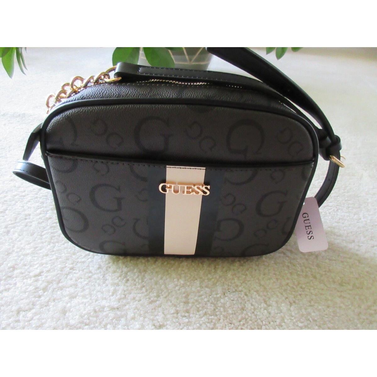 Guess Los Angeles Fredericksburg Crossbody Bag Charcoal Guess Logo