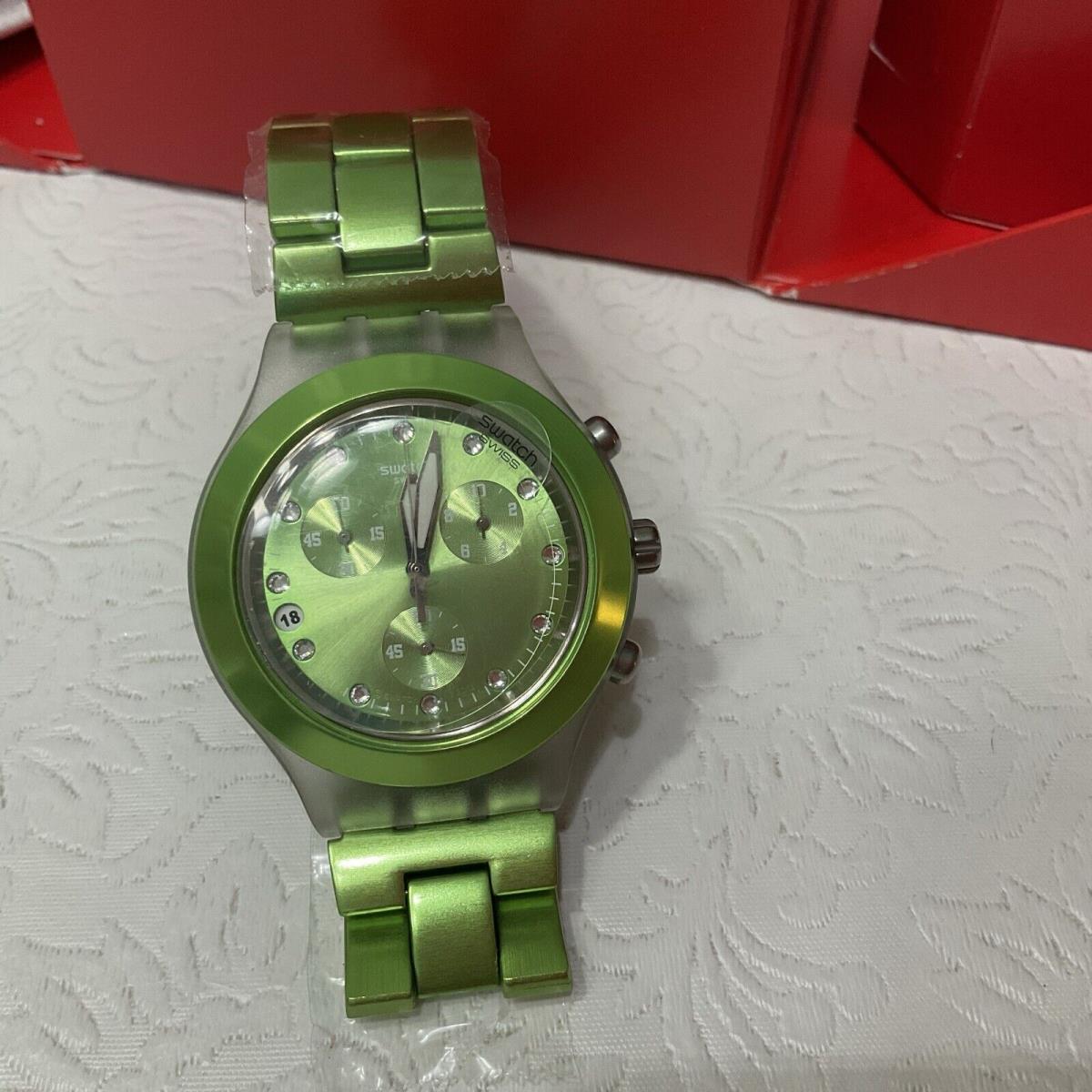 Swatch Irony Full Blooded Lime Green Chrono Aluminum 43MM Watch SVCK4071AG