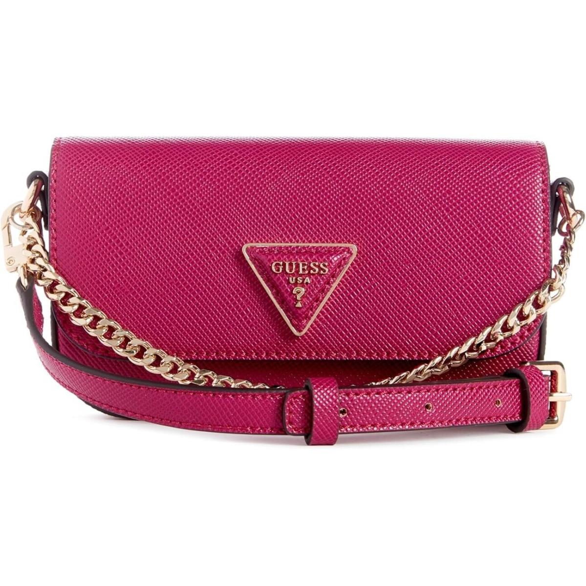 Guess Brynlee Micro Mini Crossbody Bag Berry Red Gold