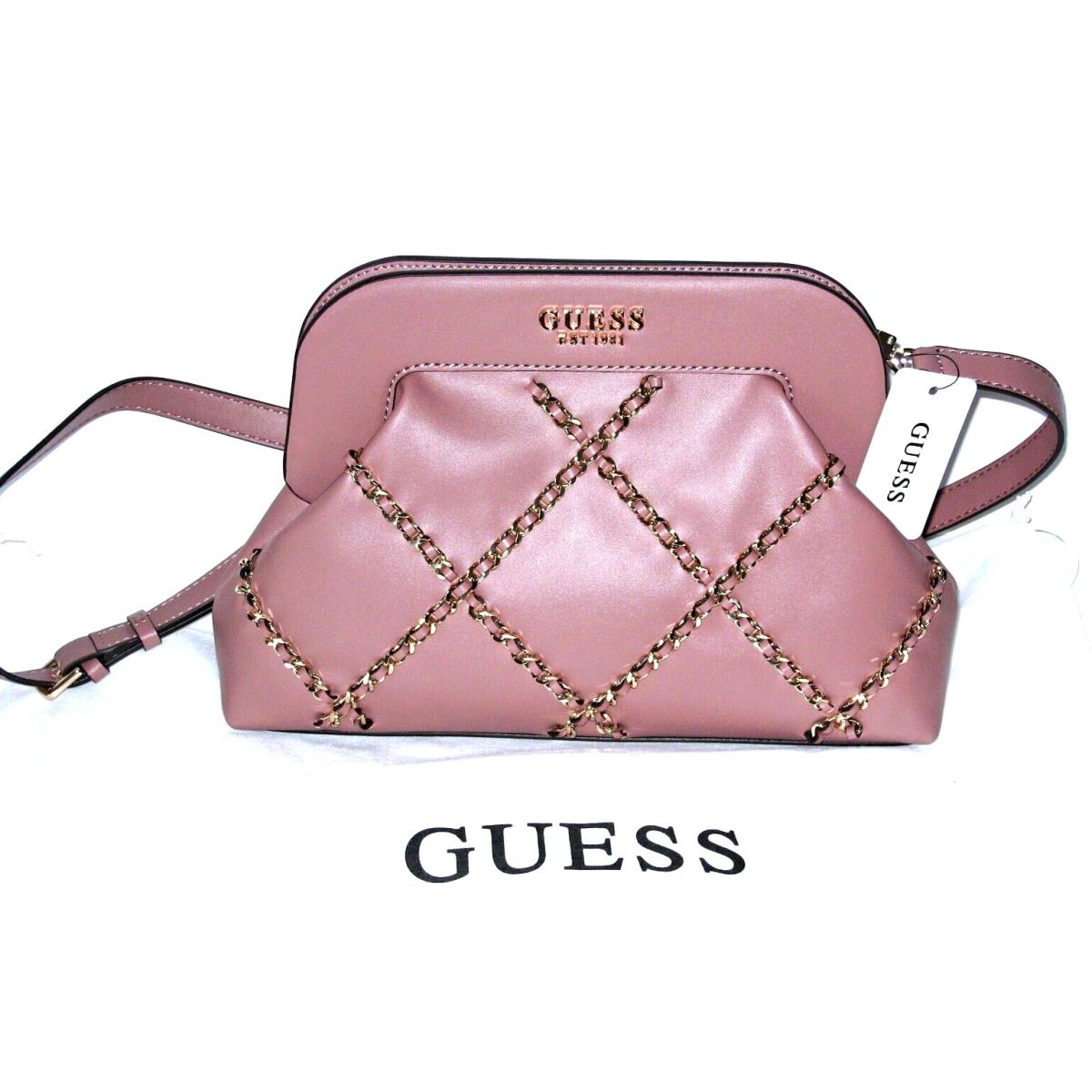 Guess Abey Crossbody Leather Shoulder Handbag Rosewood Color