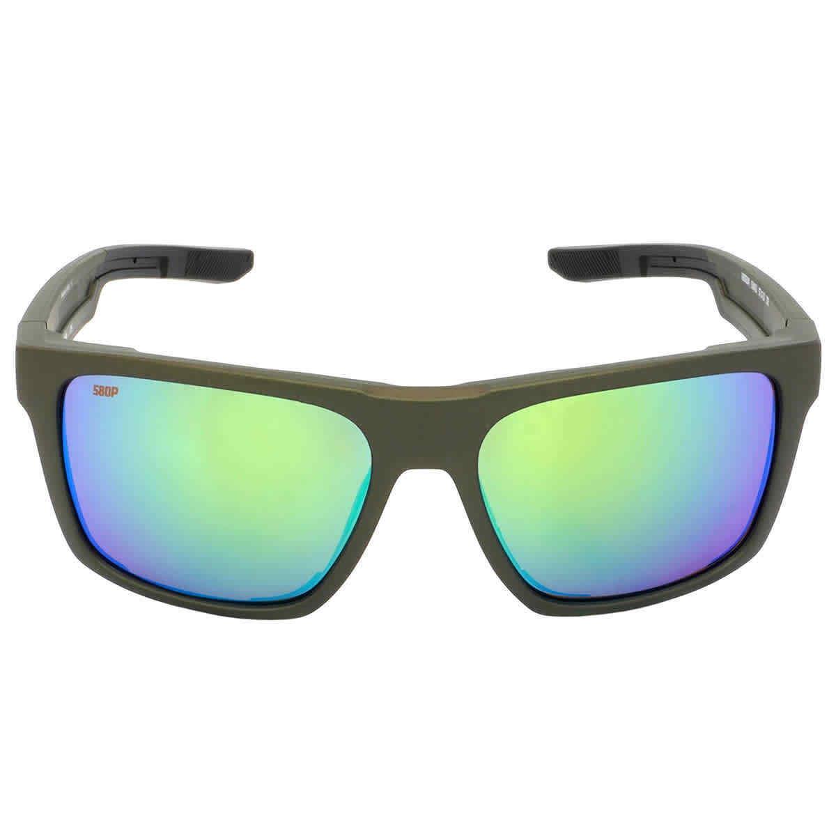 Costa Del Mar Lido Green Mirror Polarized Men`s Sunglasses 6S9104 57 - Frame: Multi, Lens: Green