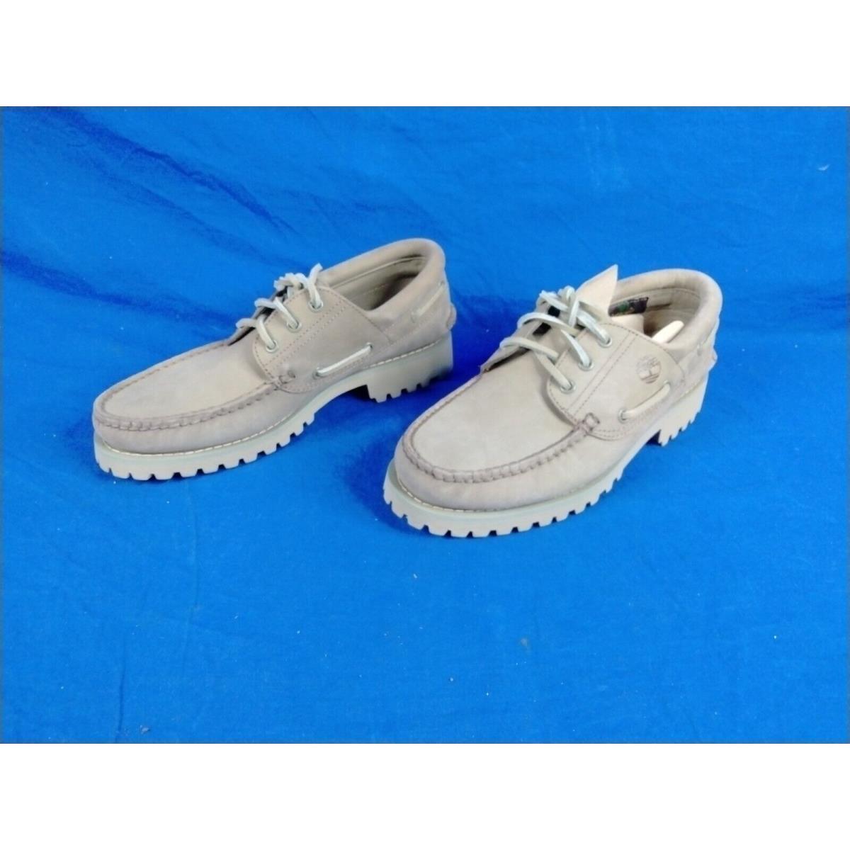 Timberland Men`s 3-EYE Handsewn Boat Shoes Taupe Nubuck A5WC9 Size 8