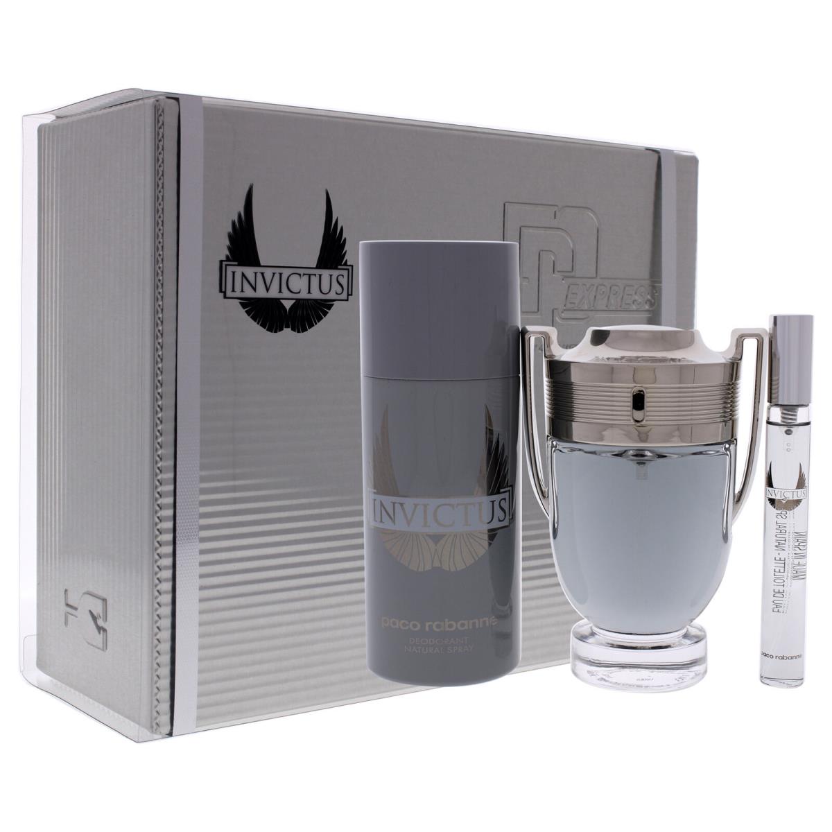 Invictus by Paco Rabanne For Men - 3 Pc Gift Set