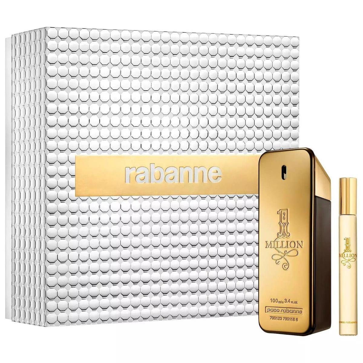 Paco Rabanne 1 Million 2 PC Men Travel Set - 3.4OZ Edt + 0.67 Mini Spray