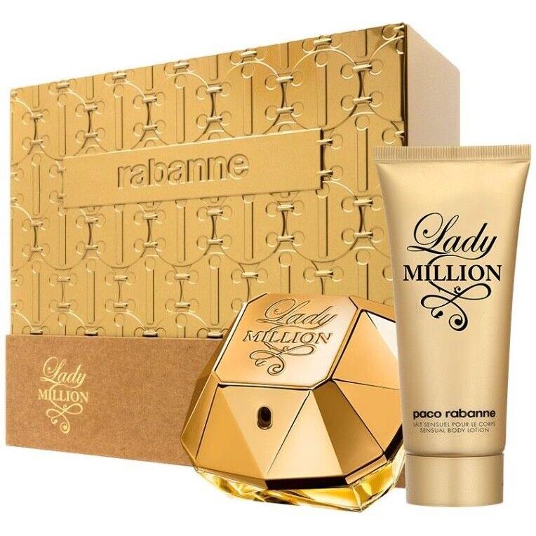 Paco Rabanne Lady Million 2-pc Gift Set 2.7 oz Edp 3.4 oz Body Lotion