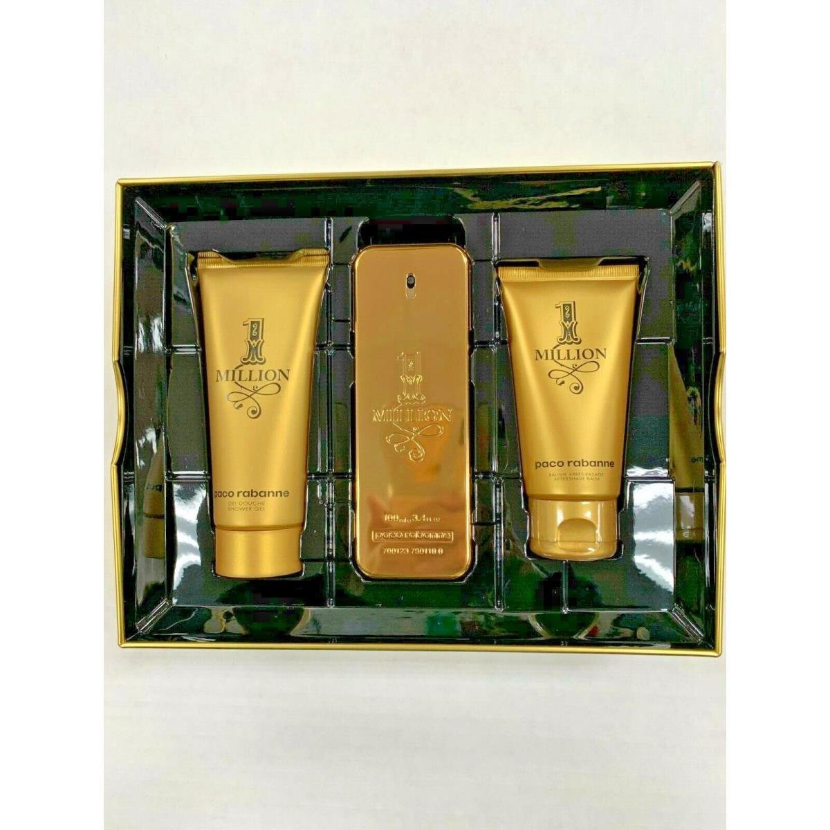 Paco Rabanne 1 Million Set 3.4 Oz/ 100 ML Edt + 3.4 OZ /100 ML Shower Gel 2.5 OZ A/b Rare