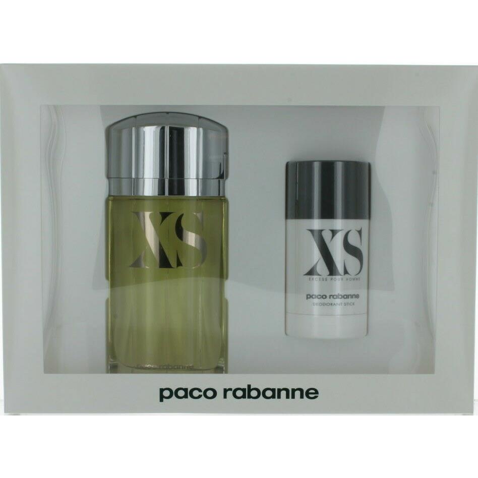 XS BY Paco Rabanne 2 Pcs Set 3.3 Edt Spray and 2.2 OZ Deodorant Stick Men