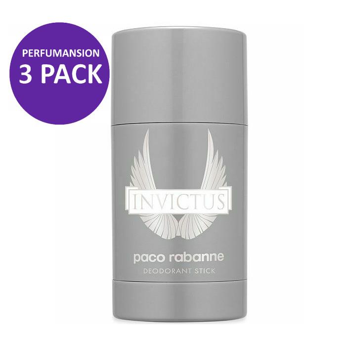 Paco Rabanne Invictus Deodorant Stick For Men 2.5 Ounce 3 Pack