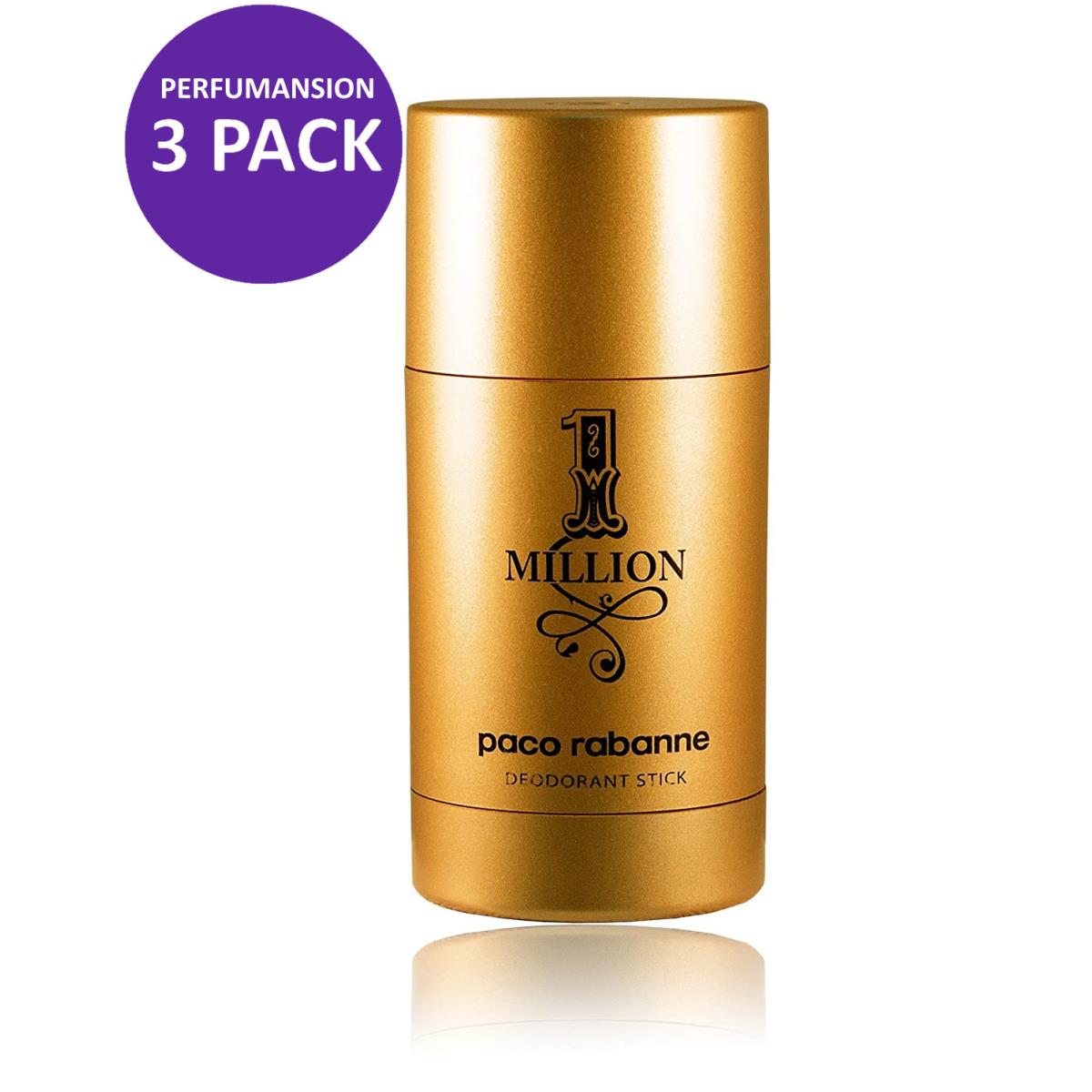 1 Million For Men by Paco Rabanne Deodorant Stick 2.4 oz 75ml 3PACK