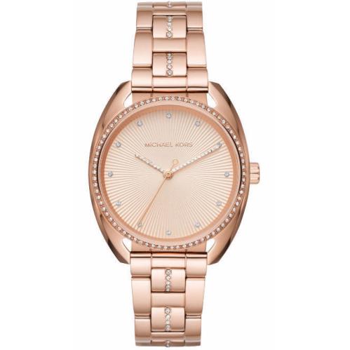 Women`s Michael Kors Libby Crystallized Rose Gold Steel Watch MK3677