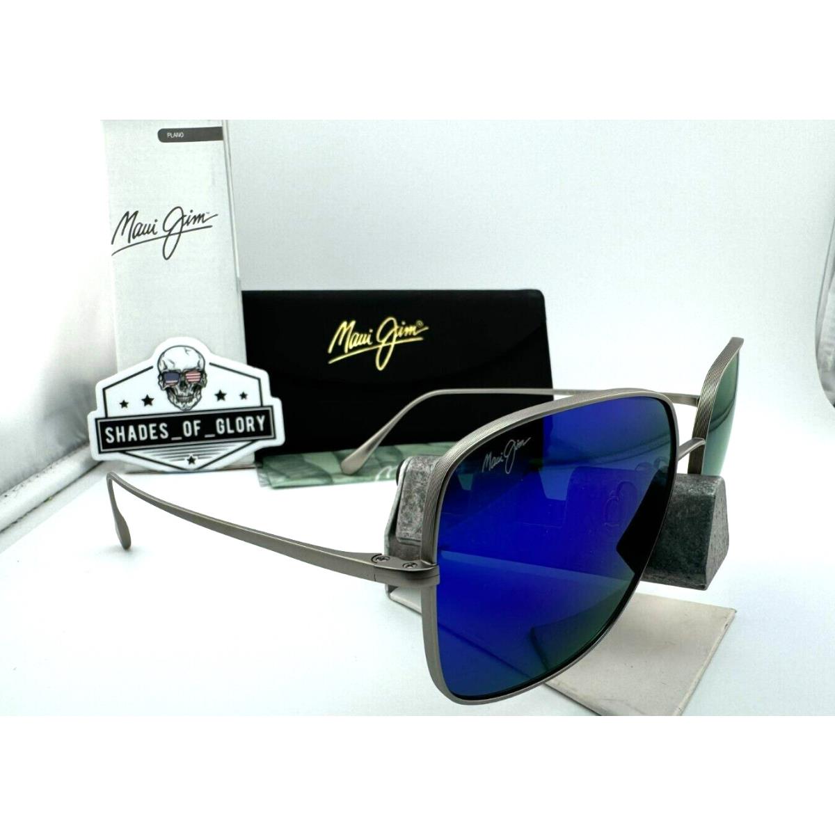 Maui Jim Triton MJ 546N-11B Asian Fit Titanium Blue Hawaii Polarized Sunglasses