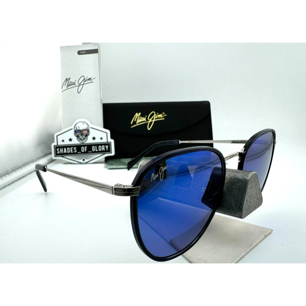 Maui Jim Noni MJ 854-03 Navy Silver with Blue Hawaii Polarized Sunglasses