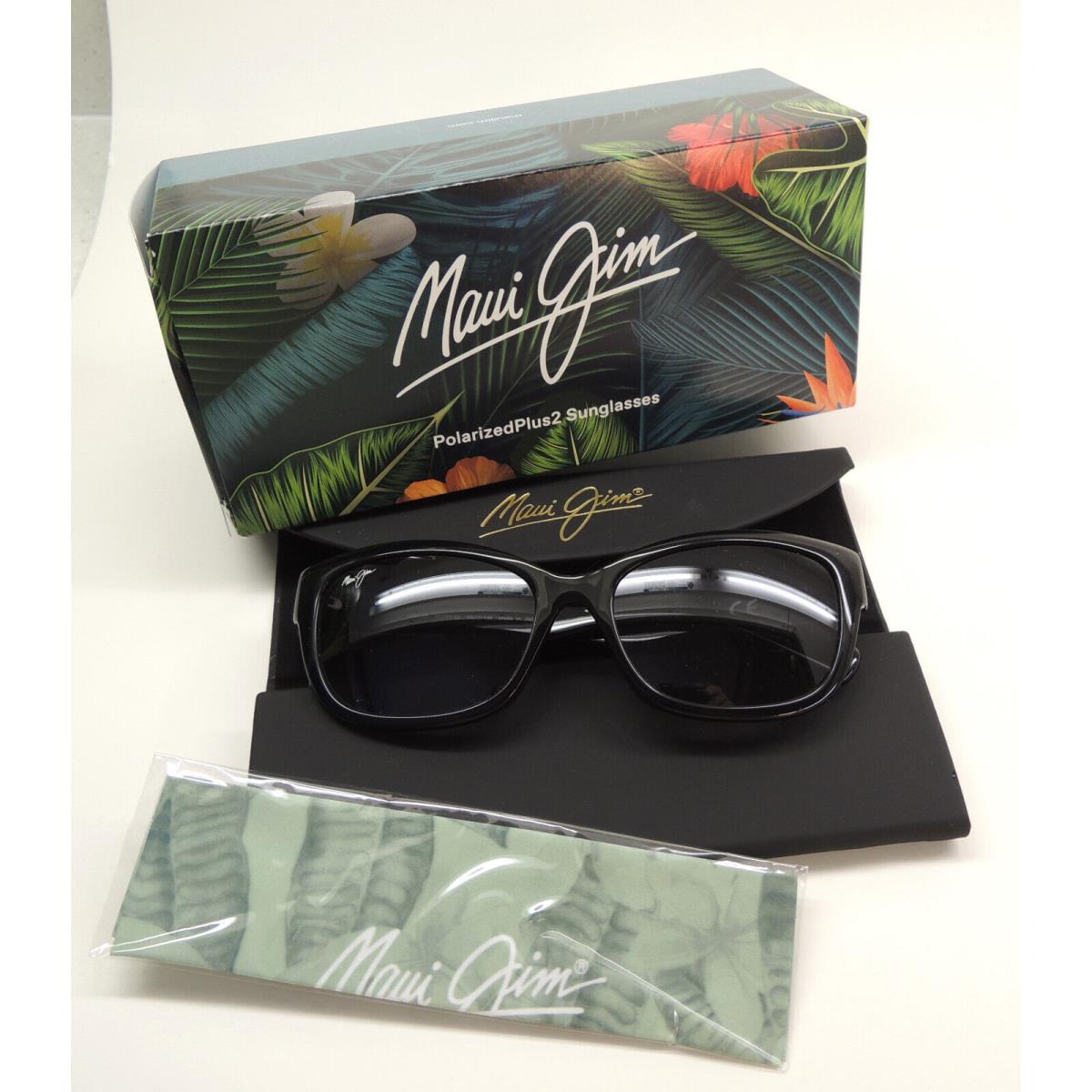 Maui Jim MJ768-02 Pulmeria Shiny Black Sunglass Gradient Gray 55/17 -135