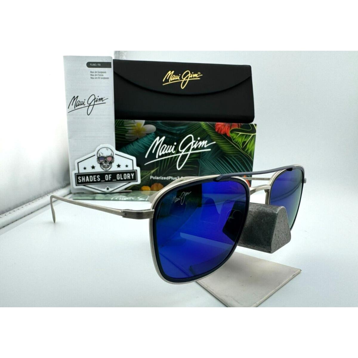 Maui Jim Following Seas MJ 555-17M Silver Blue Hawaii Polarized Sunglasses