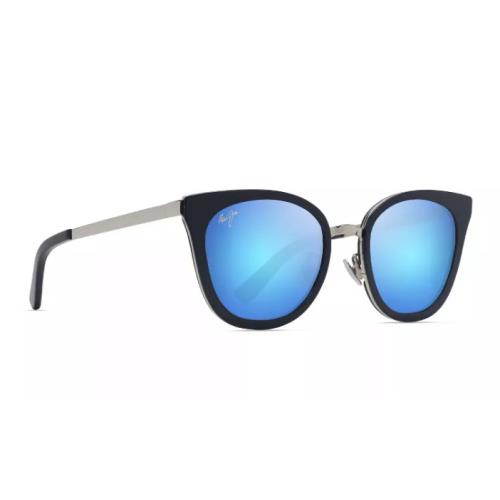 Maui Jim Wood Rose MJ 870-03 Navy Silver Blue Hawaii Polarized Sunglasses