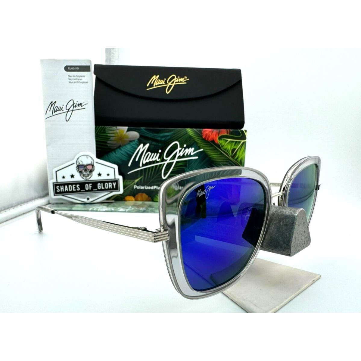 Maui Jim Violet Lake MJ 843-11 Grey Silver Blue Hawaii Polarized Sunglasses