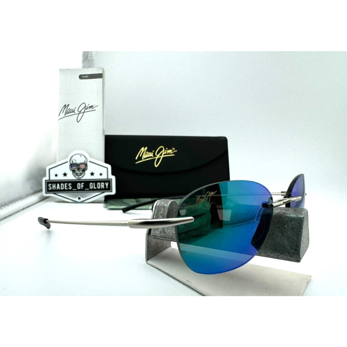 Maui Jim Aki Aki MJ 333-17M Silver with Maui Green Polarized Sunglasses