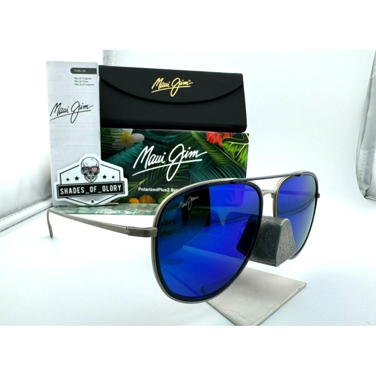 Maui Jim Fair Winds 554-17M Silver Blue Hawaii Polarized Aviator Sunglasses