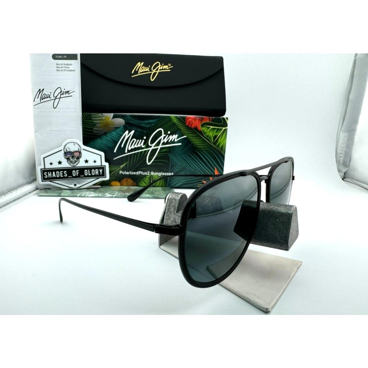 Maui Jim Fair Winds MJ 554-02 Black W/ Neutral Grey Polarized Aviator Sunglasses