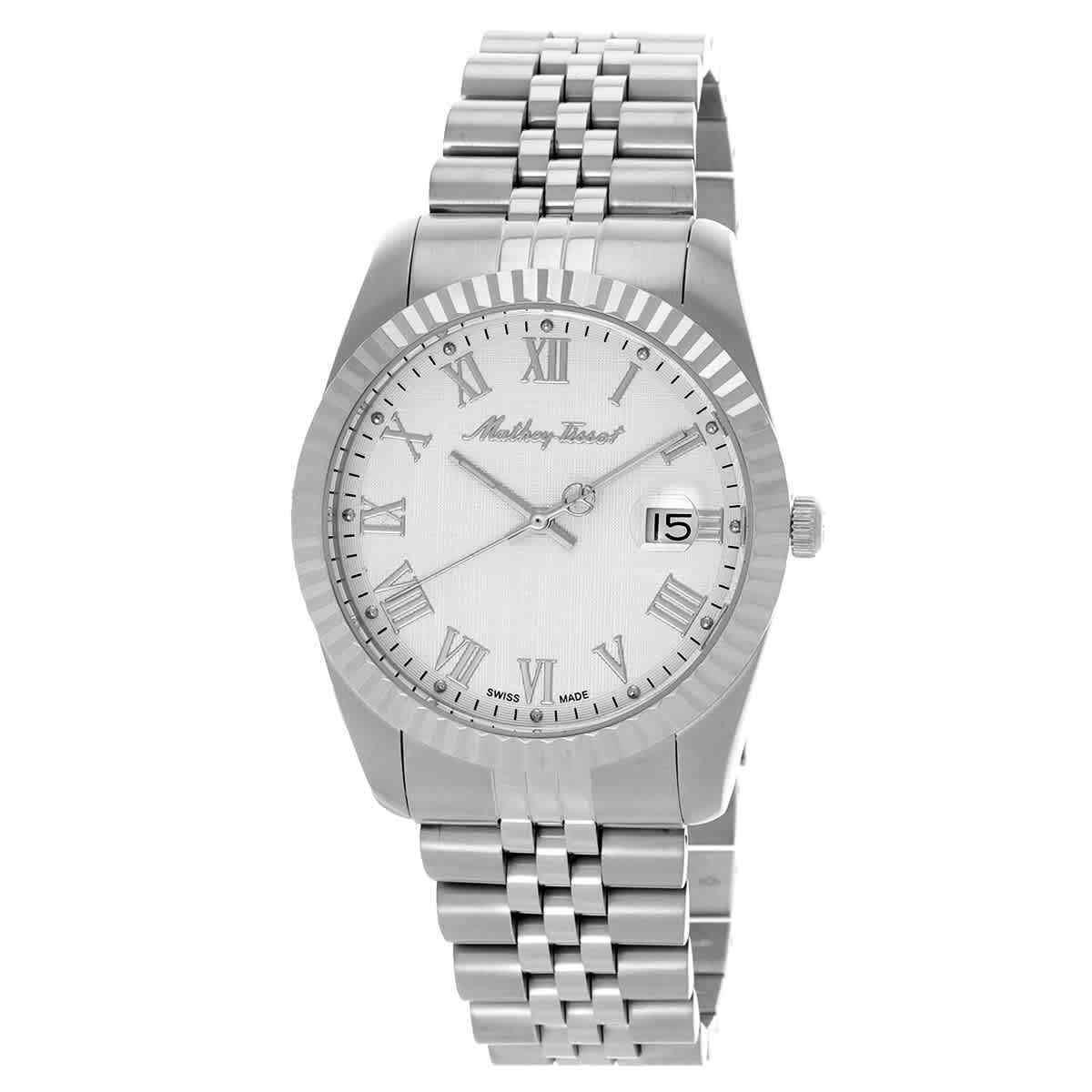 Mathey-tissot Mathy Iii Roman White Dial Unisex Watch H810ABR - Dial: White, Band: Silver-tone, Bezel: Silver-tone