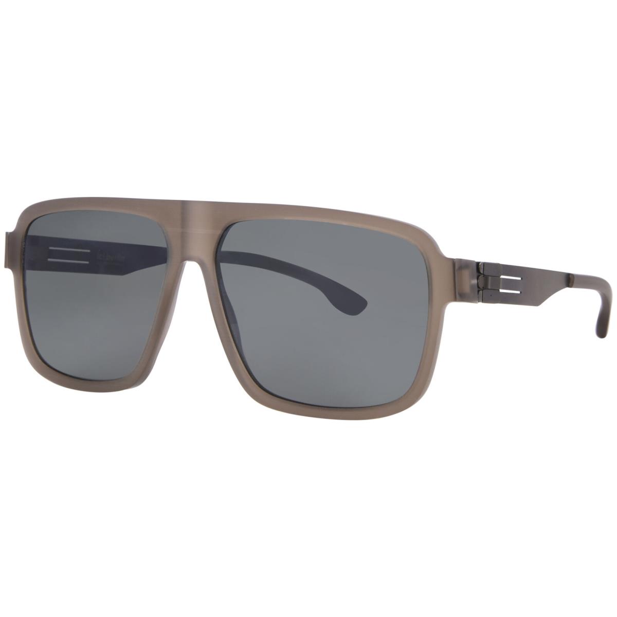 Ic Berlin Egon Sunglasses Men`s Walnut Rough/polarized Green Square Shape 61mm