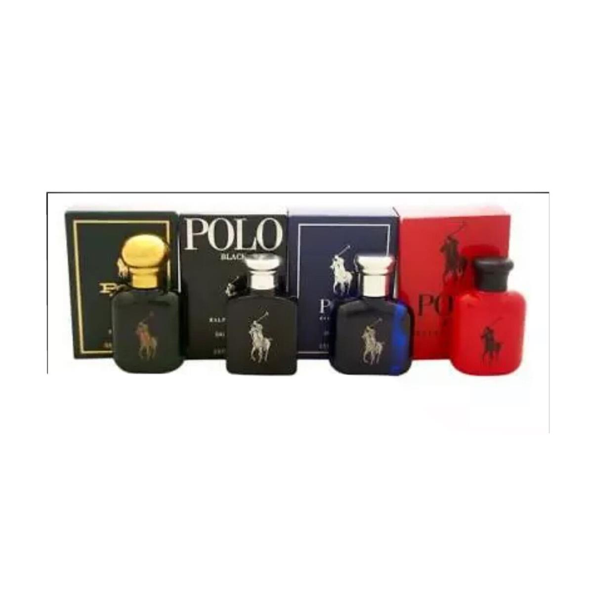 Polo by Ralph Lauren 4pc Mini Set 0.5 oz Polo Red + Blue + Black + Green