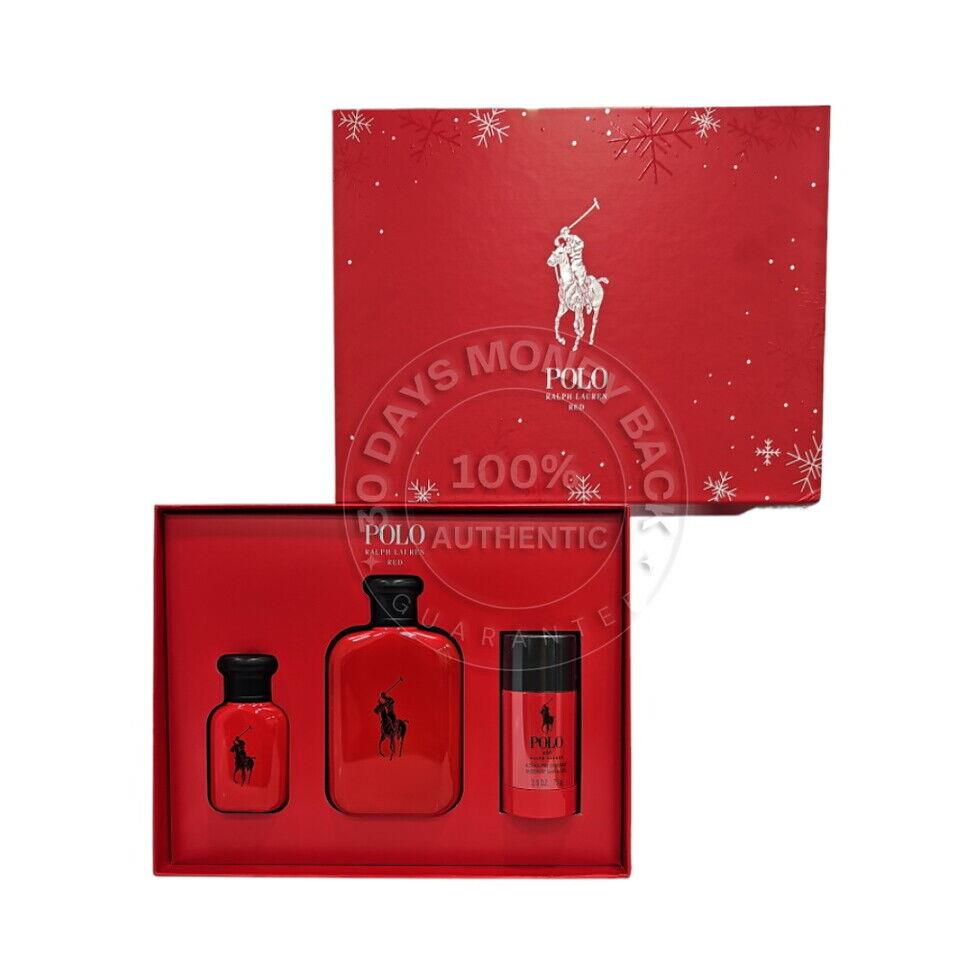 Ralph Lauren Polo Red Eau De Toilette 3PCS Gift Set For Men